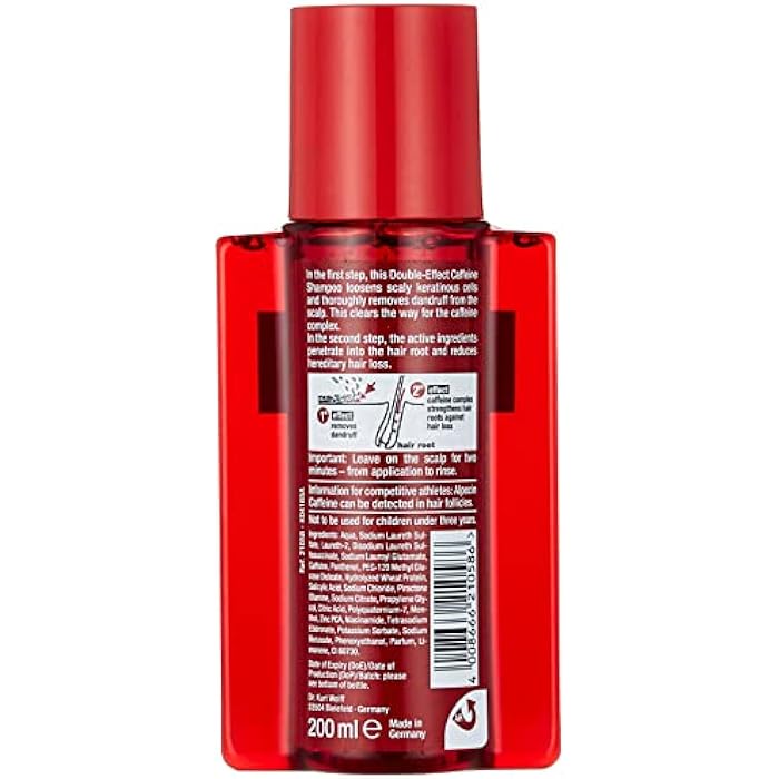 Alpecin Double Effect Caffeine Shampoo 1X 200Ml Anti Dandruff And Natural Hair Growth Shampoo Energizer For Strong Hair Hair Care For Men Made In Germany, Red - Image 3